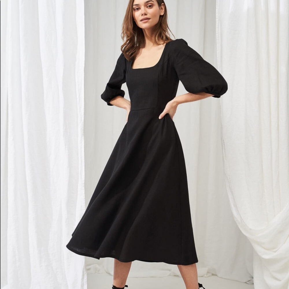 Handmade Linen Black Dress Size 12 NWT